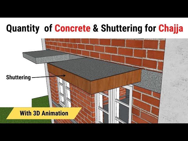 Quantity of concrete & shuttering quantity for Chajja | Estimation of Chajja | Civil Tutor