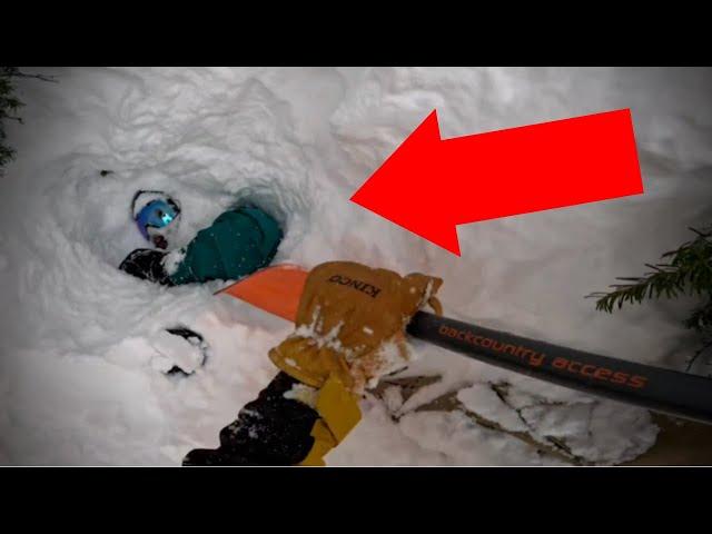 MUST-SEE (Raw Footage): Hero Skier RESCUES Buried Snowboarder