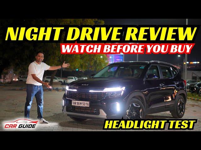 Kia Seltos Night Drive Review - Watch Before You Buy ! Headlight Test | HTX+ 6 Speed iMT Variant