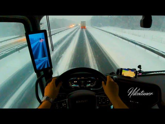 POV Winter adventures in Europe by truck DAF XG Nikotimer