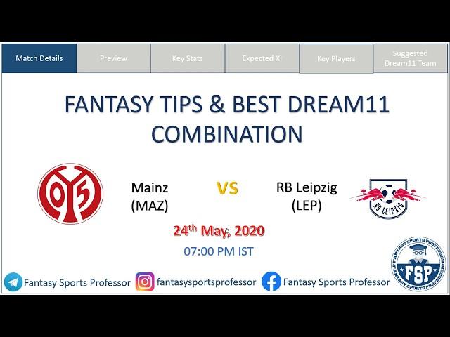  MAZ vs LEP | Mainz vs RB Leipzig | Bundesliga: Best Dream11 Combination & Fantasy Football Tips