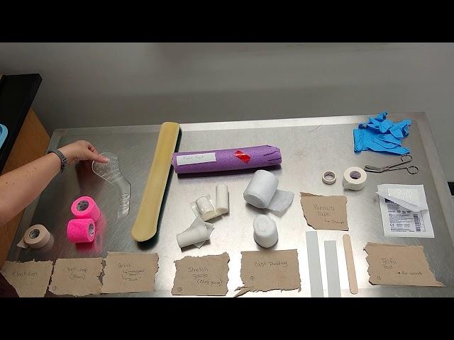 Materials needed to apply a Spoon Splint