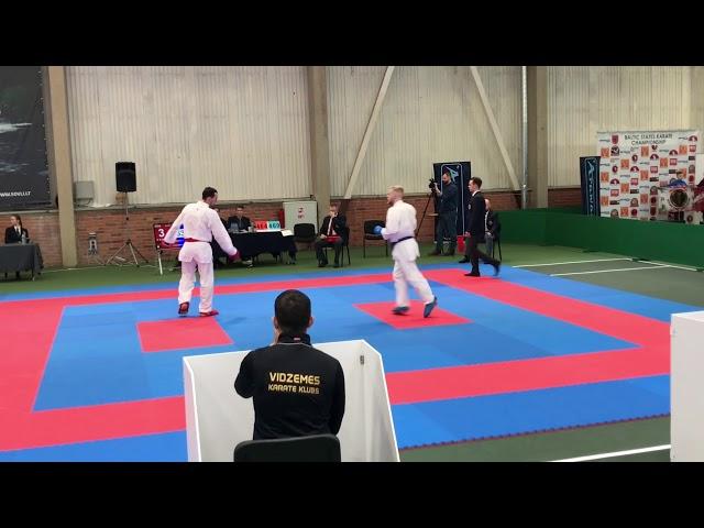 Karate. David Lister England  fight at Baltic State Karate Championship. Siauliai. Lithuania.