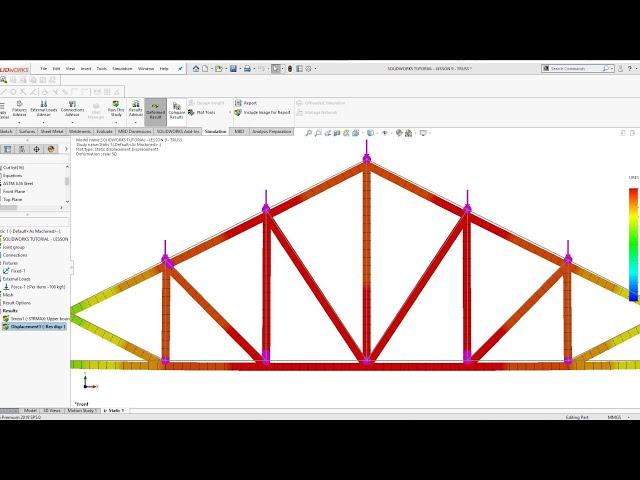 SOLIDWORKS Tutorial Lesson 9 Truss Simulation in Solidworks