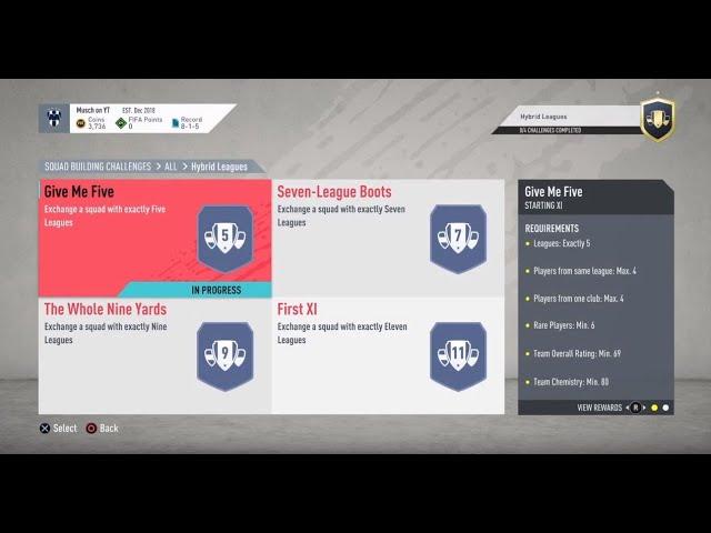 FIFA 20 SBC - GIVE ME FIVE - HYBRID LEAGUES - NO LOYALTY [CHEAP]