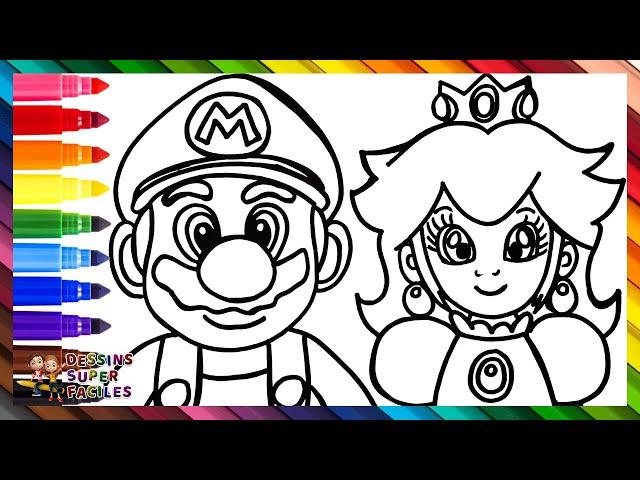 Dessin et Coloriage de Super Mario et de la Princesse Peach ️ Dessins pour Enfants