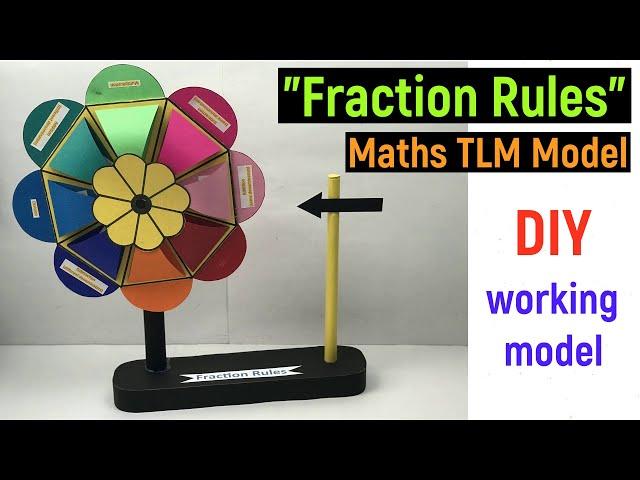 maths working model on fractions - fraction working model - fraction rules- maths tlm model - tlm