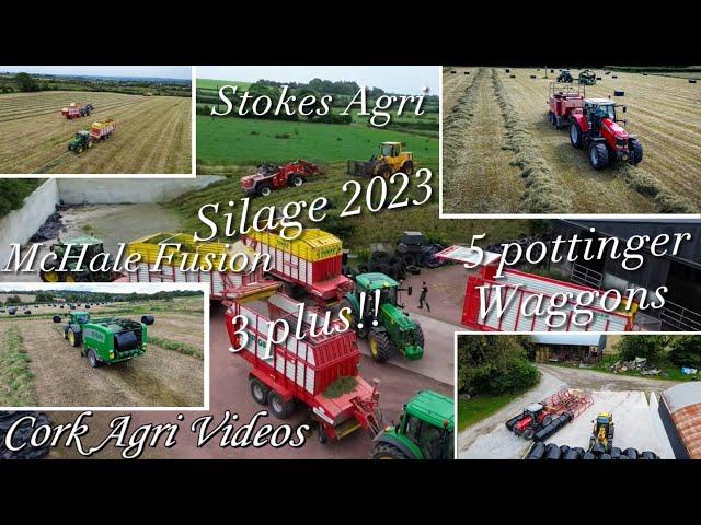 Silage 2023 - Stokes Agri | 5 pottinger waggons, McHale Fusion 3 plus, John Deere 3050