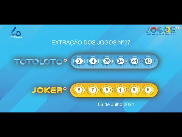 Extração Totoloto & Joker - 06 de Julho 2024