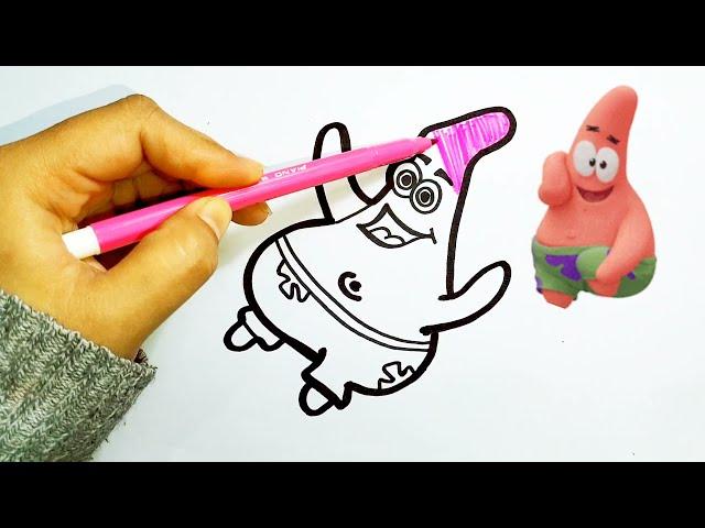 How to draw Patrick,Lets draw patrick for kid,Patrikni qanday chizish mumkin,oddiy va yoqimli Patrik