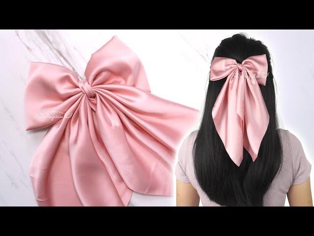 LONG TAILS Satin Hair Bow  How to Make a Bow with Long Tails