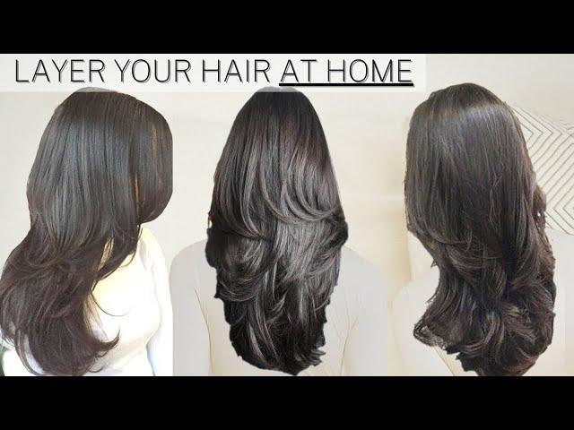 HOW I CUT AND LAYER MY HAIR AT HOME! Long layers » diy long layers haircut