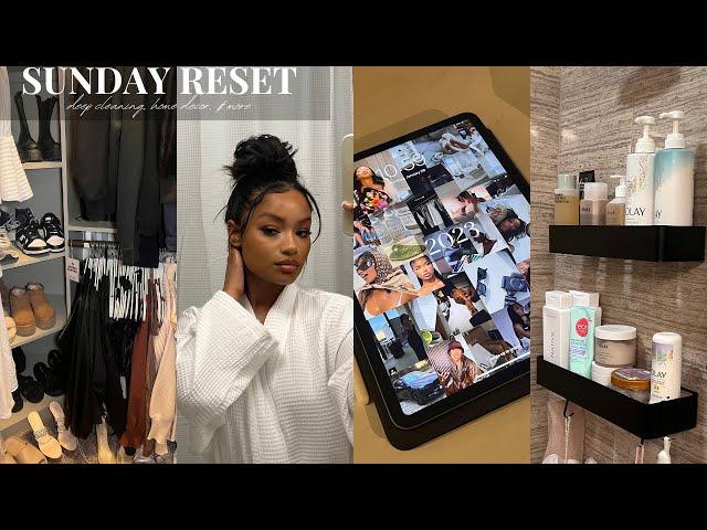 SUNDAY RESET | 2023 vision boarding, redecorating, closet de-clutter, deep cleaning, & more