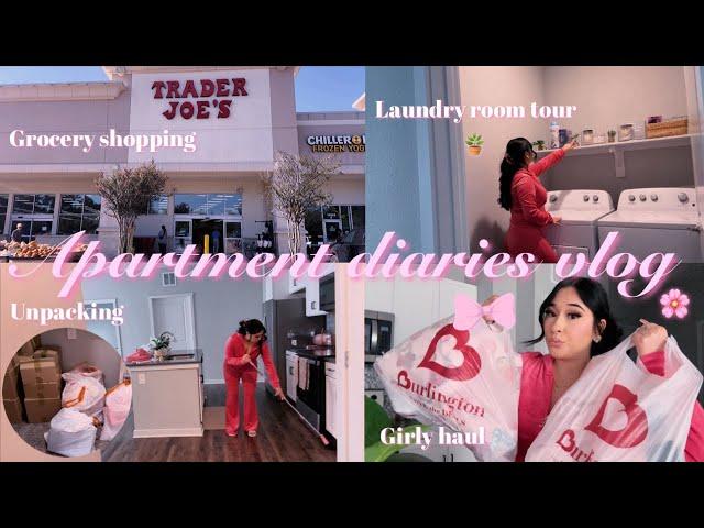 VLOG: new apartment series, Trader Joe’s trip, laundry room decor, unpacking/ decluttering, & haul