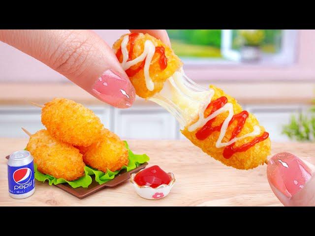  Cheesy Miniature Fried Korean Mozzarella Corn Dog Recipe  Cooking And Eating Tina Mini Cooking