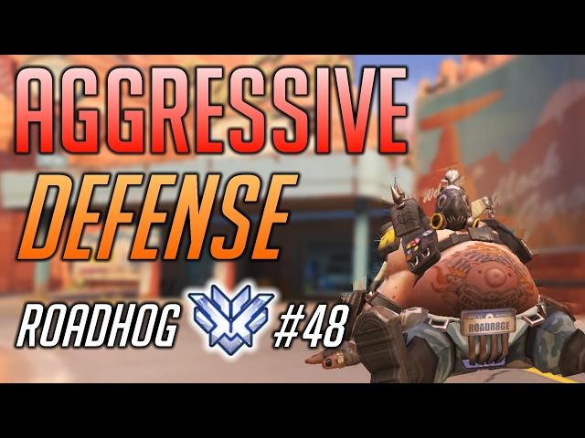 [Overwatch] AGGRESSIVE DEFENSE! Harbleu Roadhog Route 66 RANK 48