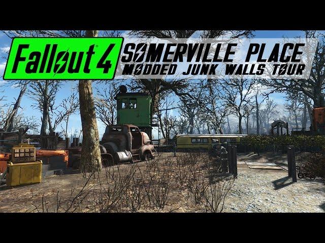 Fallout 4 Settlement Tour - Somerville Place | Modded Junk Walls