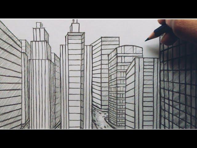 How to draw cityscape view easy