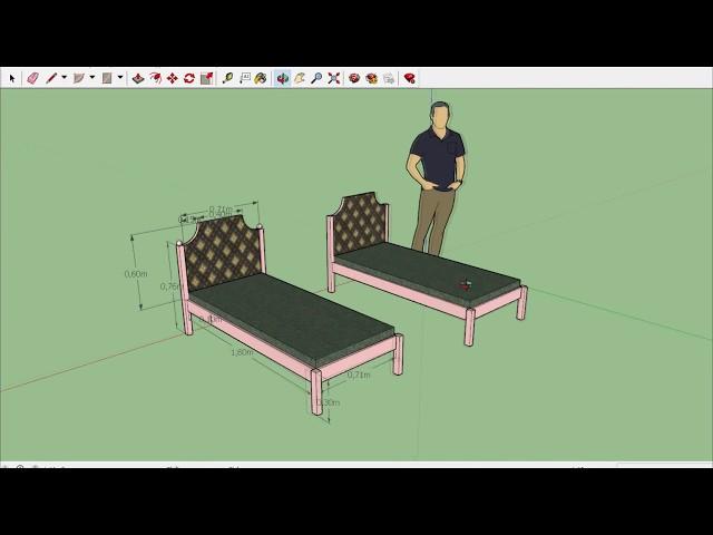 Процесс моделирования кровати в SketchUp (Без пояснений   будет интересна тема запишу с пояснениями)