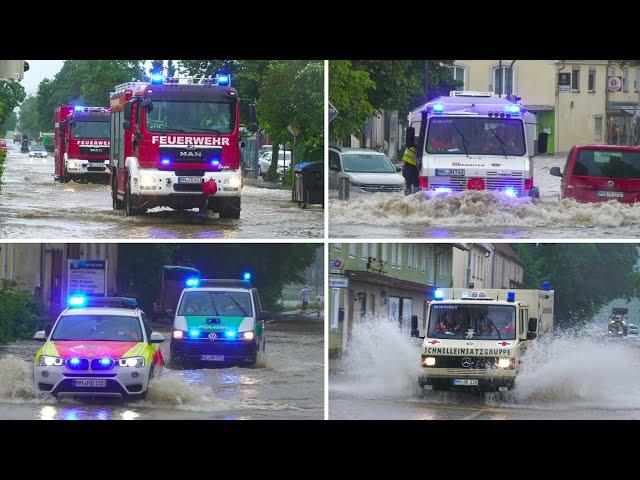 [Hochwasserkatastrophe Bayern] Einsatzfahrten in Babenhausen bei Katastrophenalarm