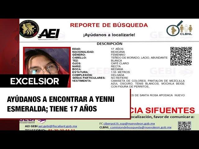 Ayúdanos a encontrar a Yenni Esmeralda; tiene 17 años y un señor se la llevó