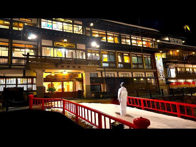 Japan's Snow Village Ginzan Onsen - We stayed at Luxury Ryokan Fujiya (full tour in 4K)