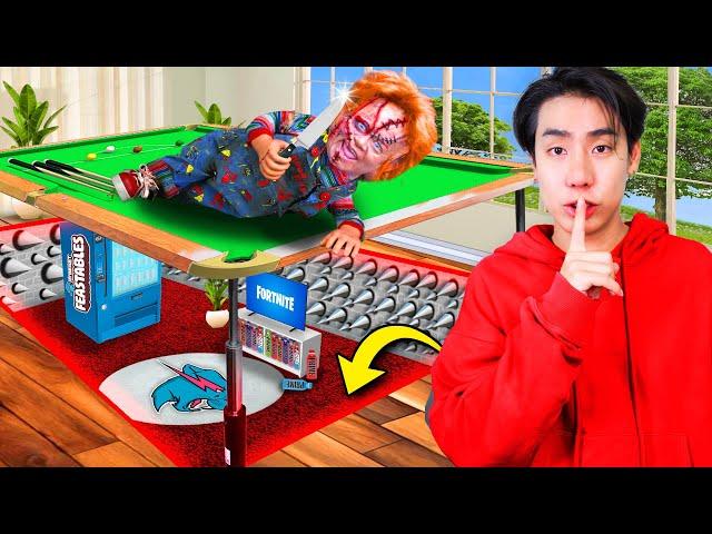 We Built 5 Secret Rooms w/Traps Chucky Can't Find!