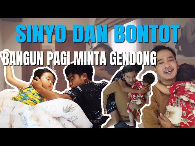 The Onsu Family - Keliatan kamera deh "Sinyo dan bontot bangun pagi minta Gendong"