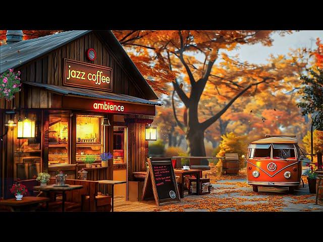 Cottagecore Autumn Cafe Ambience  Warm Jazz Instrumental & Autumn Leaves for Relax, Stress Relief 