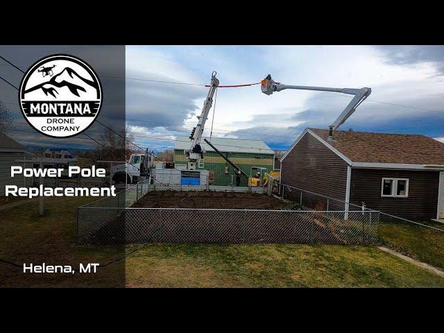 Time lapse of Power Line Pole Replacement | Montana Drone Company