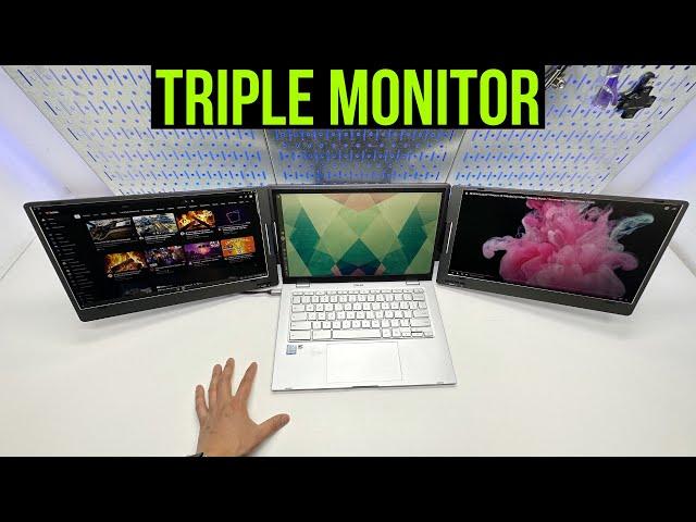 Triple Portable Monitor Setup. KYY X90 1080p IPS. One Single USB-C connection