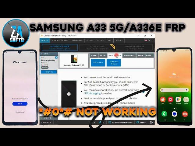 SAMSUNG A336E/A33 5G REMOVE FRP VIA TEST POINT DONE WITH CHIMERA TOOL