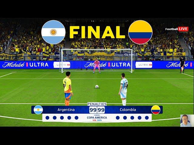 ARGENTINA vs COLOMBIA - Penales | Final Copa América 2024 | Messi contra Diaz | Jugabilidad PES