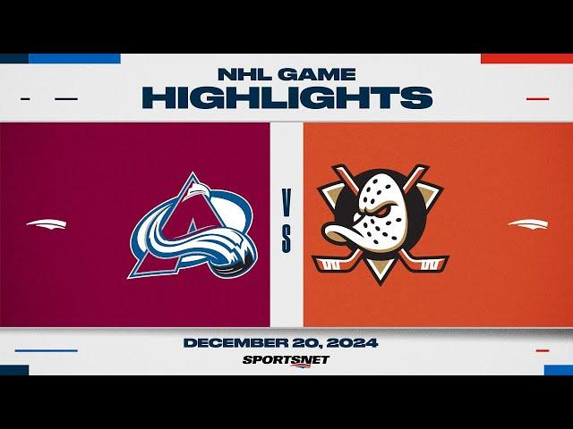 NHL Highlights | Avalanche vs. Ducks - December 20, 2024