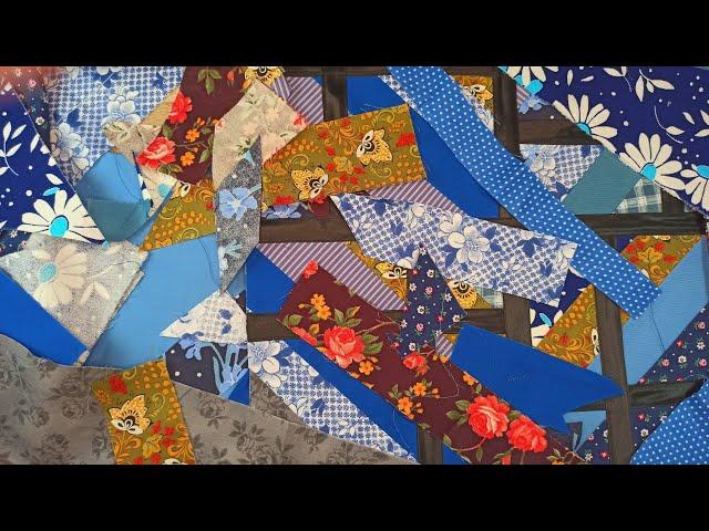 A way to combine any fabrics! A patchwork block of scraps. Patchwork for beginners. MK