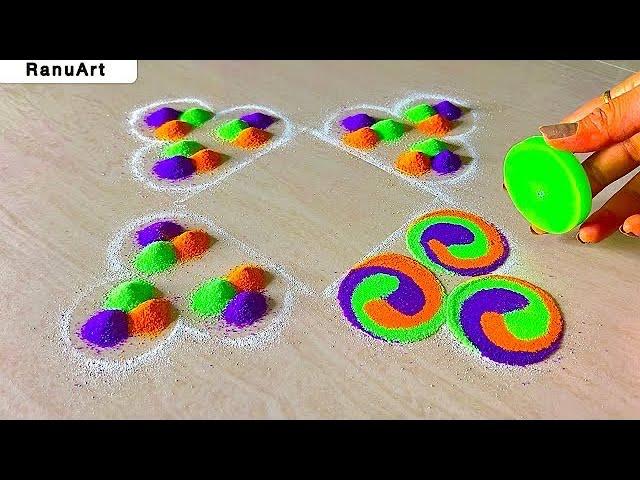 2 rangoli designs for navratri | rangoli for diwali easy and beautiful | Ranu Art