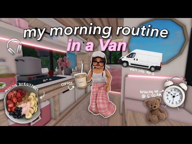 My Morning Routine Living in a Van ALONE! | Bloxburg Roleplay | w/voices