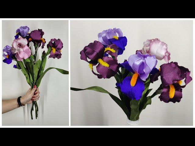 D.I.Y HOW TO MAKE SATIN RIBBON IRIS FLOWER