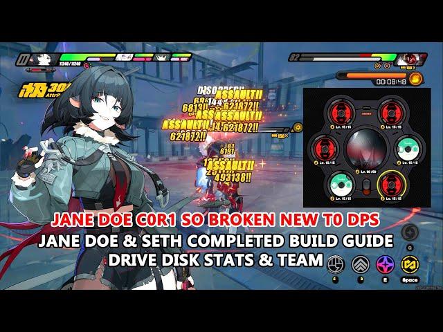 Jane Doe C0R1 So Broken New T0 DPS : Shiyu Defense No DMG Taken | Completed Build Guide Drive Disk