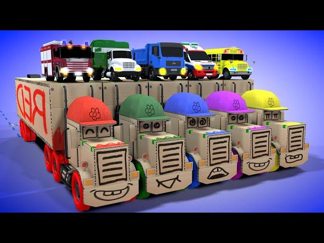 Finger Family  Baby songs - Learn vehicle Names with paper car carrier Nursery Rhymes & Kids Songs