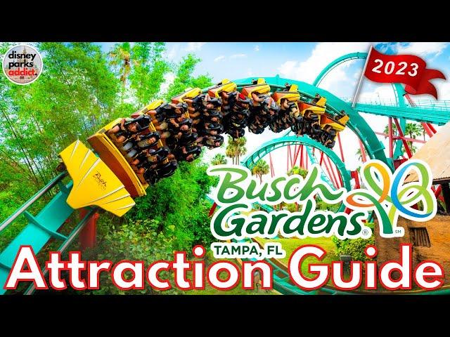 Busch Gardens Tampa ATTRACTION GUIDE - All Rides + Shows - 2023 - Tampa Bay, Florida