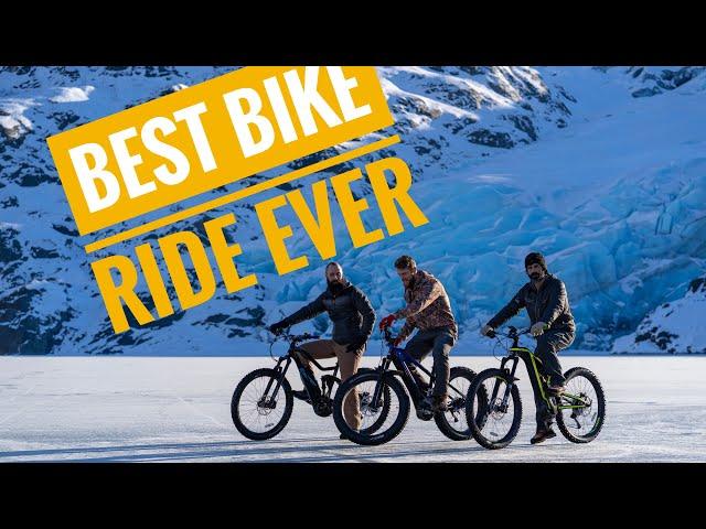 Fat tire bikes and the DJI Mavic 2 Pro at Portage Glacier Alaska