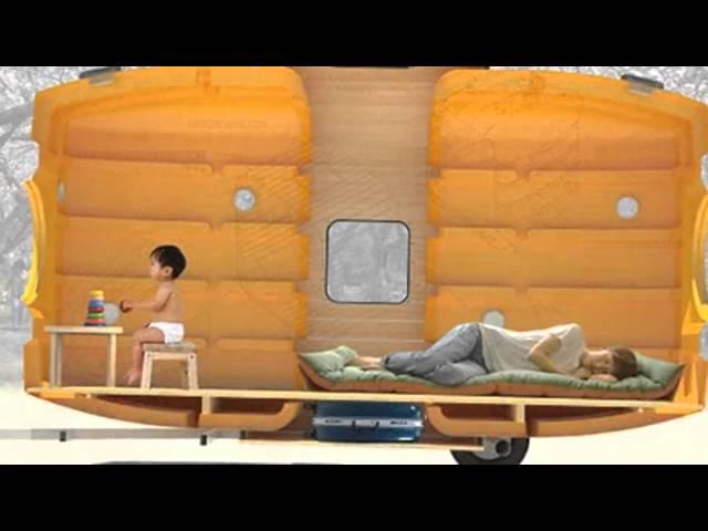 Taku Tanku The tiny house you can pull with a bicycle: Superlight home made from plastic water tanks