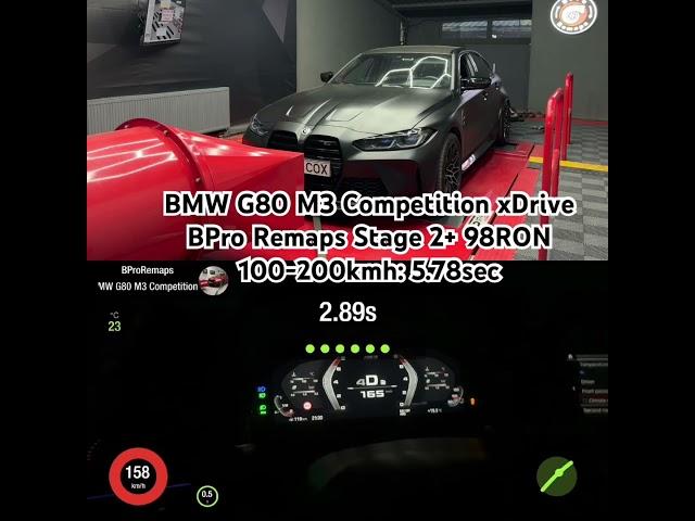 BMW M3 G80 xDrive Stage 2+ 98RON by BPro Remaps Acceleration times 100-200 Dragy
