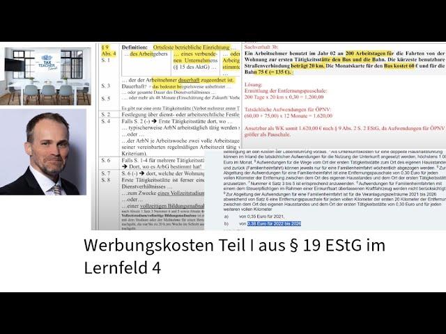 Werbungskosten Teil I aus § 19 EStG im Lernfeld 4