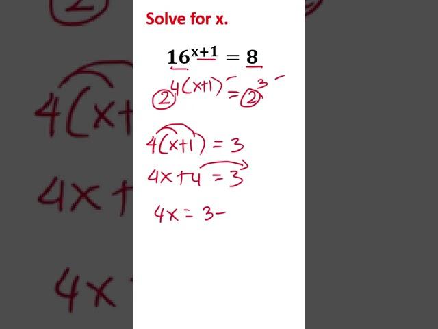 Exponential Equation || Solving for x #mathstorya #maths #mathislife