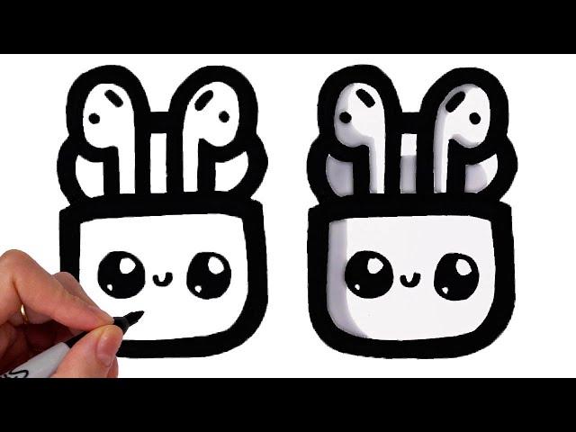 Comment Dessiner Des AIRPODS Apple Facile [Mignon Kawaii]