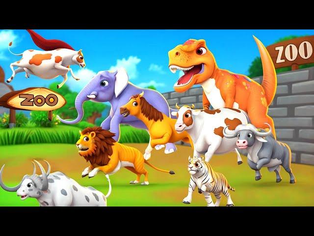 The Great Zoo Escape Adventure: Animals Break Free from Giant Gates - Super Cow Rescue Mission