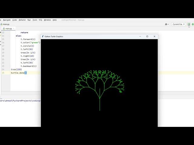 Create a Green Tree Design Using Python Turtle watch now  #codingwithnoman #python #turtle