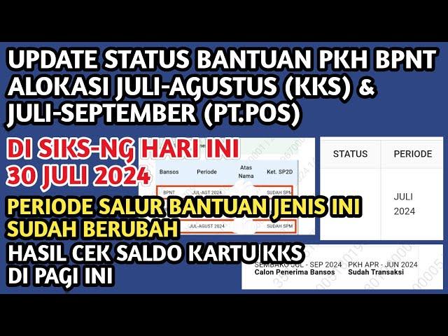 HASIL CEK SALDO PKH BPNT DI KKS DI PAGI INI BERDASARKAN STATUS PKH BPNT DI SIKS-NG JULI-AGUSTUS 2024